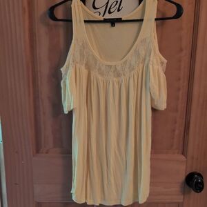 White Mark Yellow Cold Shoulder Top